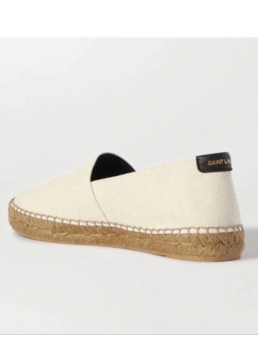 SAINT LAURENT logo embroidered canvas espadrilles flats